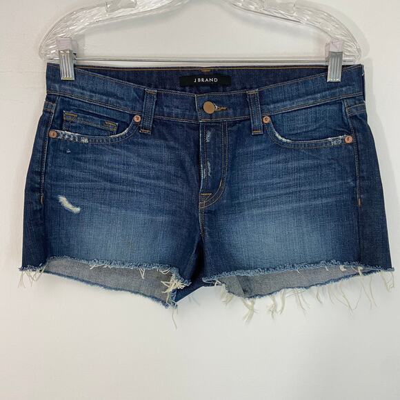 J Brand Ringer Cut Off Distress Blue Jean Shorts - Picture 2 of 8